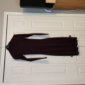 Burgundy Maternity Midi Sweater Dress